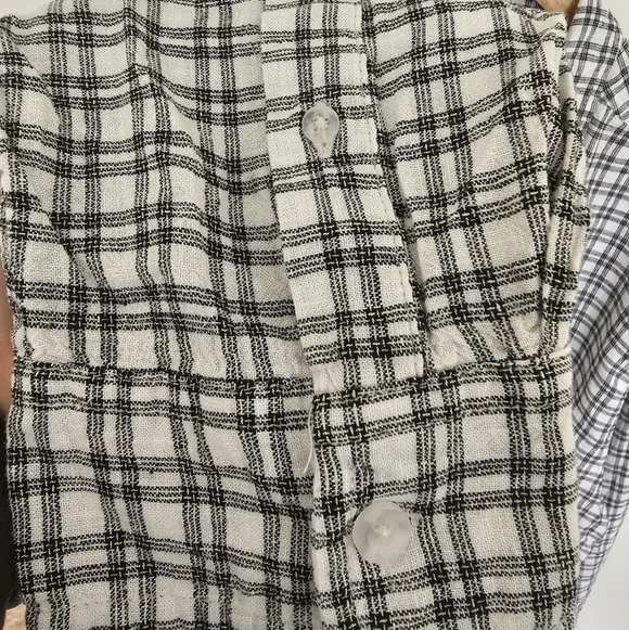 Saks Fifth Avenue Men's Linen Blend Black White Plaid Button Down Shirt Size XXL - Picture 5 of 9